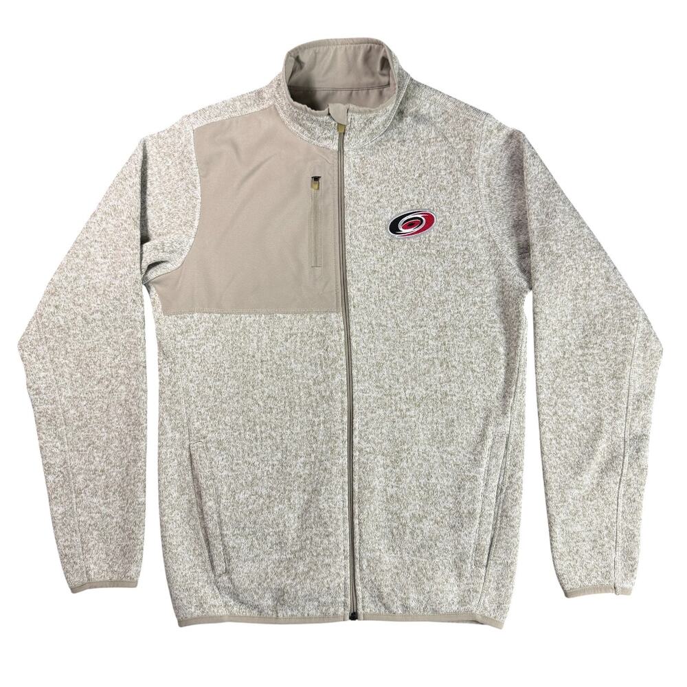 Carolina Hurricanes NHL Antigua Beige Heather Full Zip Men's Small Fleece Jacket